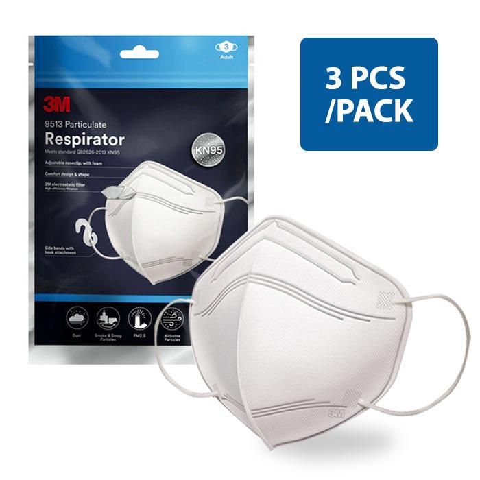 3M™ 9513 3PC KN95 Particulate Respirator, Disposable, Pack of 3pcs