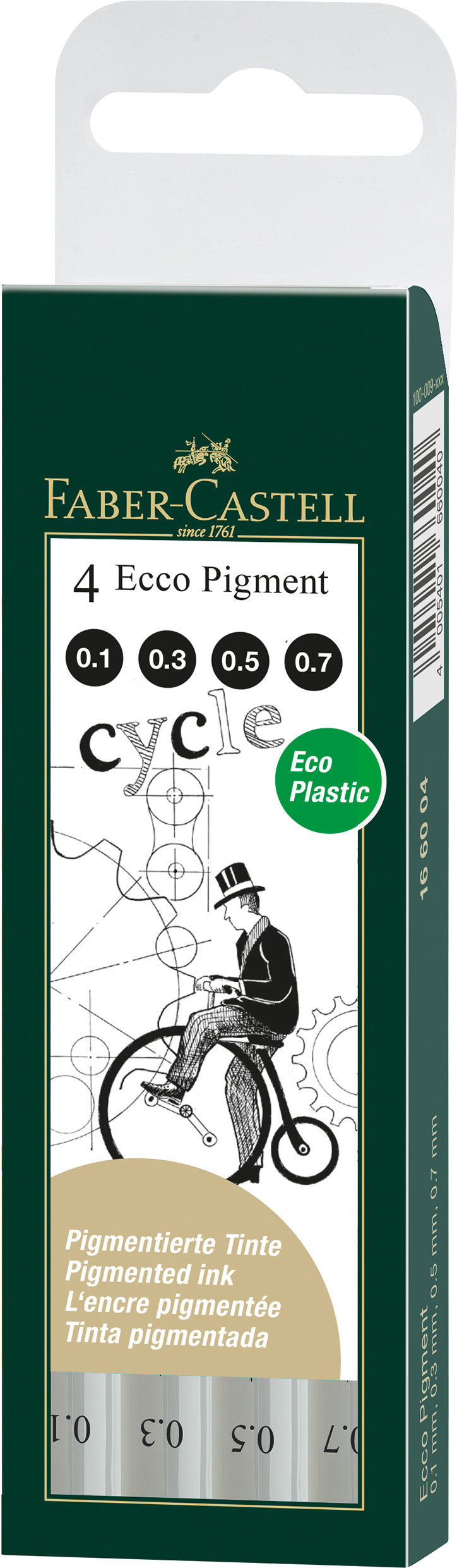 Faber-Castell Ecco Pigment Fineliner Pens, Black Set of 4-166004
