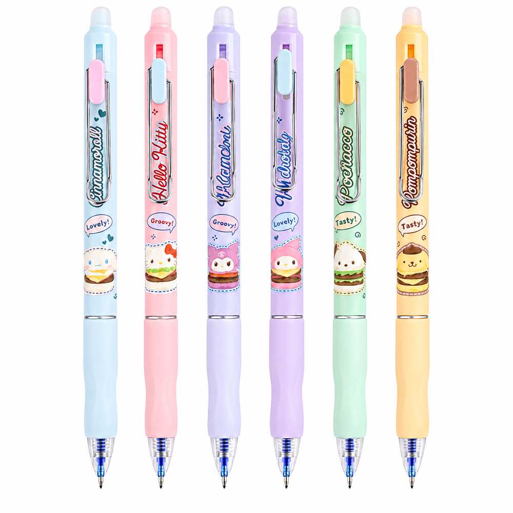  Sanrio Characters Erasable Gel Pen 0.5mm Black Ink - 6 Assorted Designs 