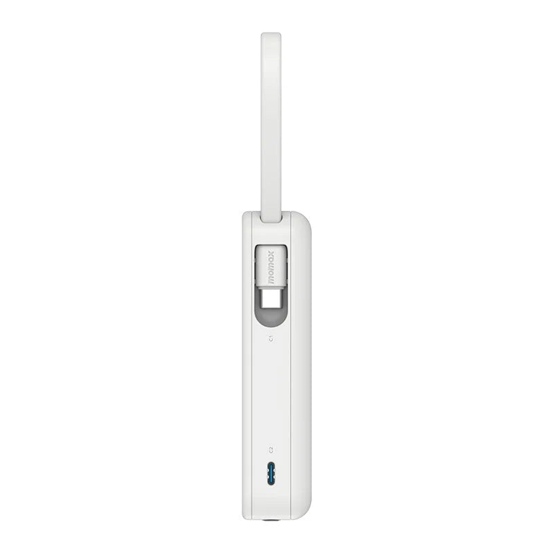 Momax IP138D 10000mAh Battery Pack with Dual Built-in USB-C Cable (White)