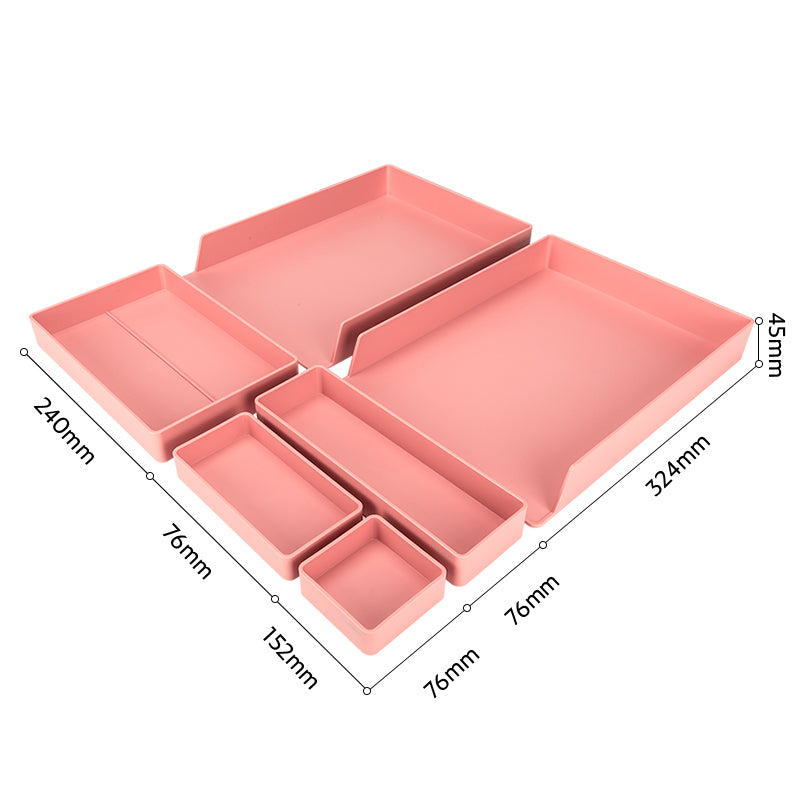 DELI NUSIGN DESK ORGANIZER 6'S SET LIGHT RED ENS001