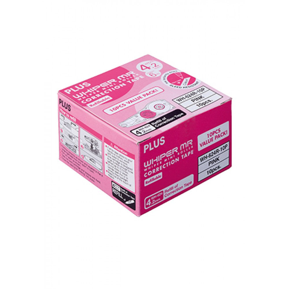 PLUS CORRECTION TAPE WHIPER MR REFILL 10'S BOX 4.2MM X 6M WH-624R-10P