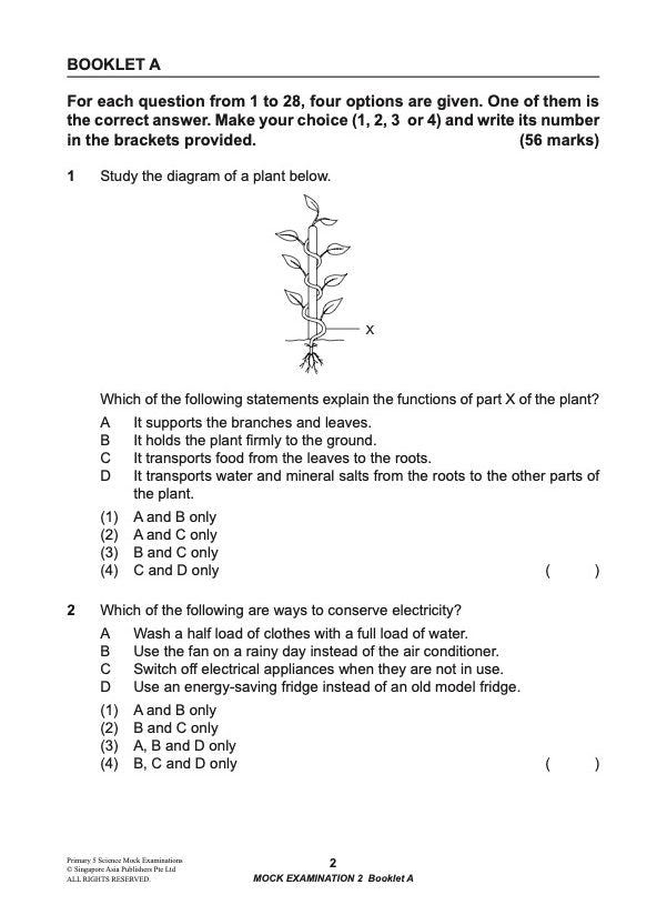 Primary 5 Science Mock Examinations