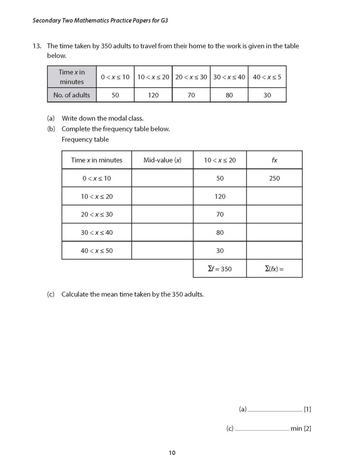 Secondary 2 Mathematics Exam Papers for G3 Second Edition