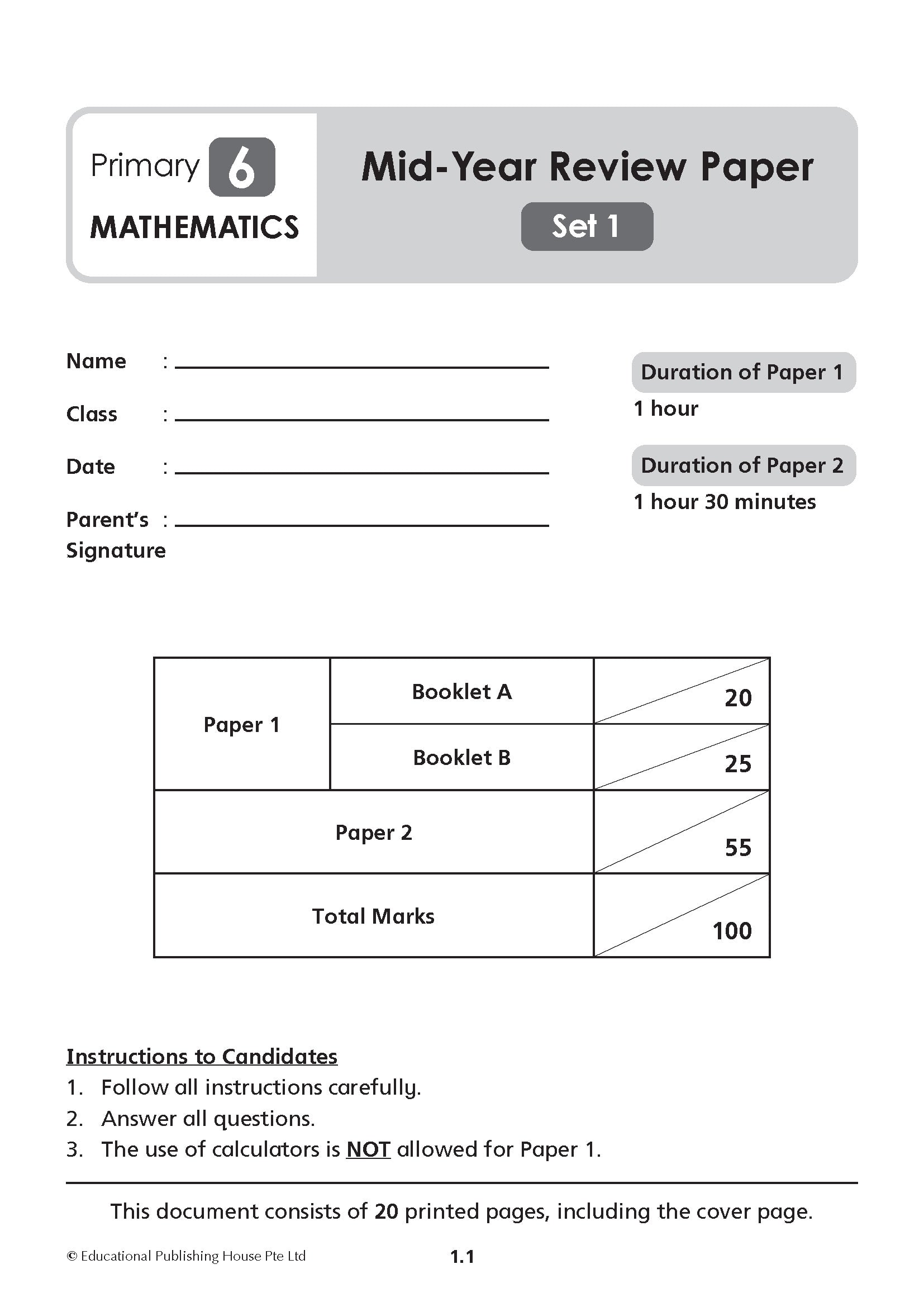 Primary 6 Maths Mid-Year Review Papers 