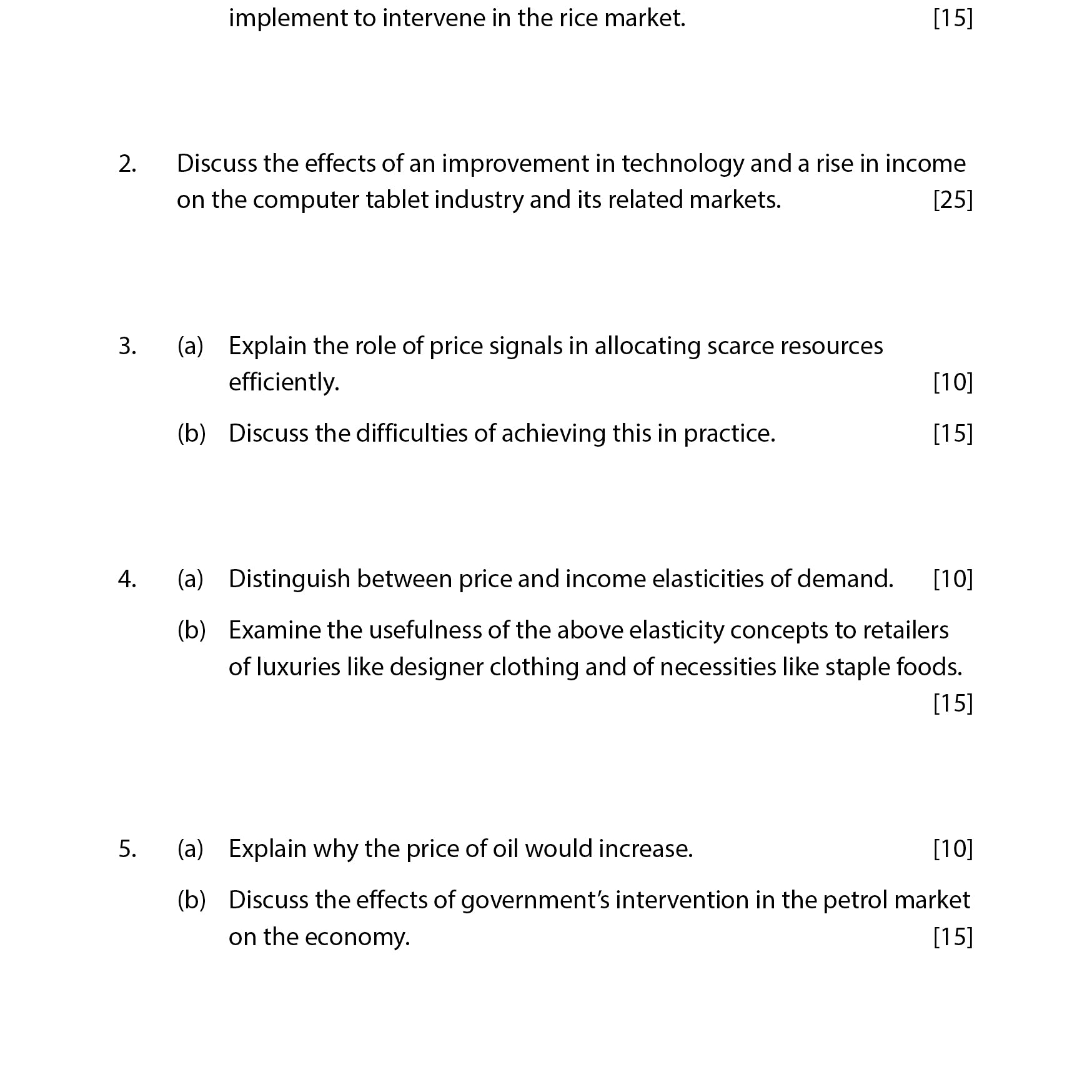 AL ECONOMICS ESSAY QUESTION FOR PRACTICE