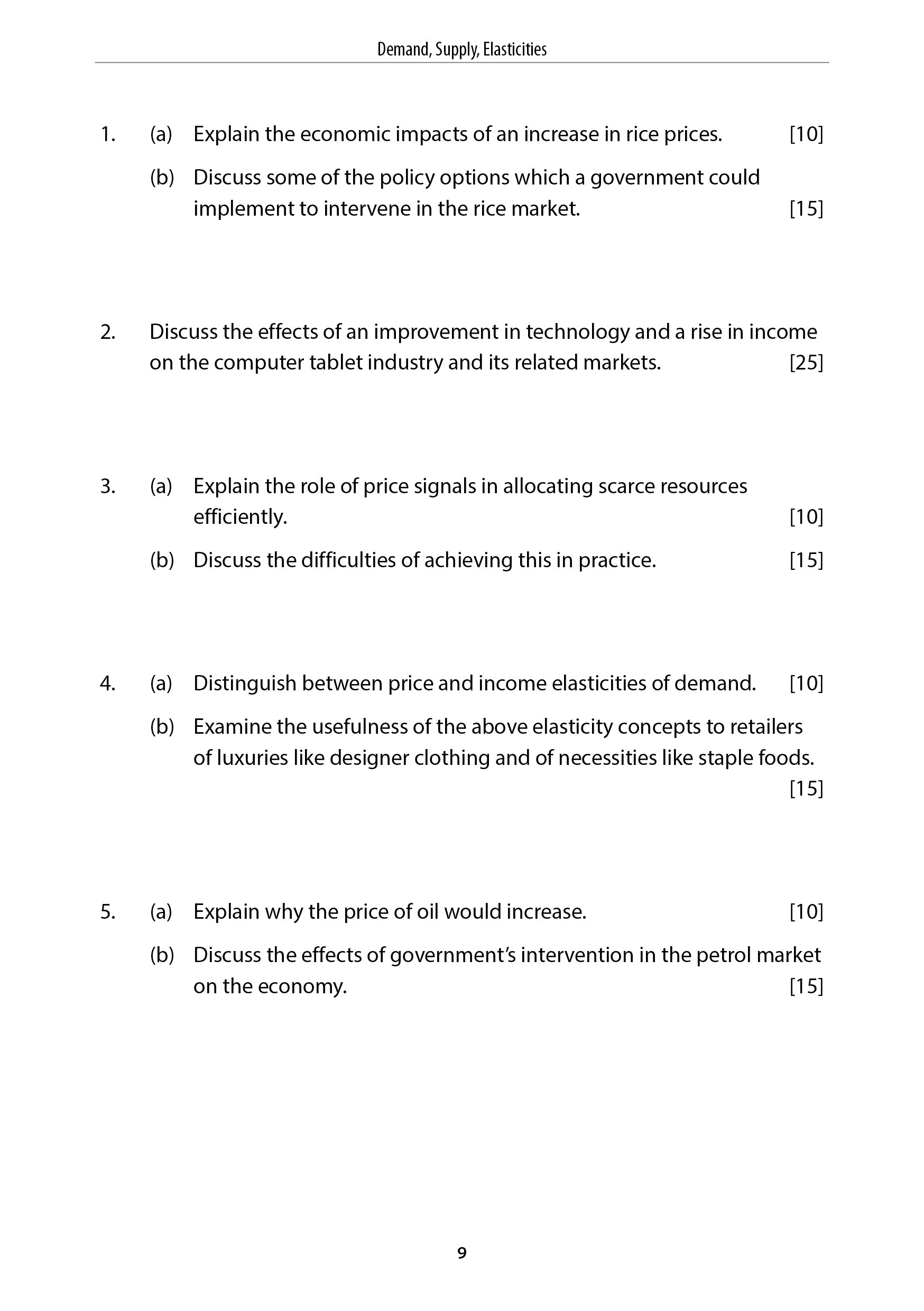 AL ECONOMICS ESSAY QUESTION FOR PRACTICE