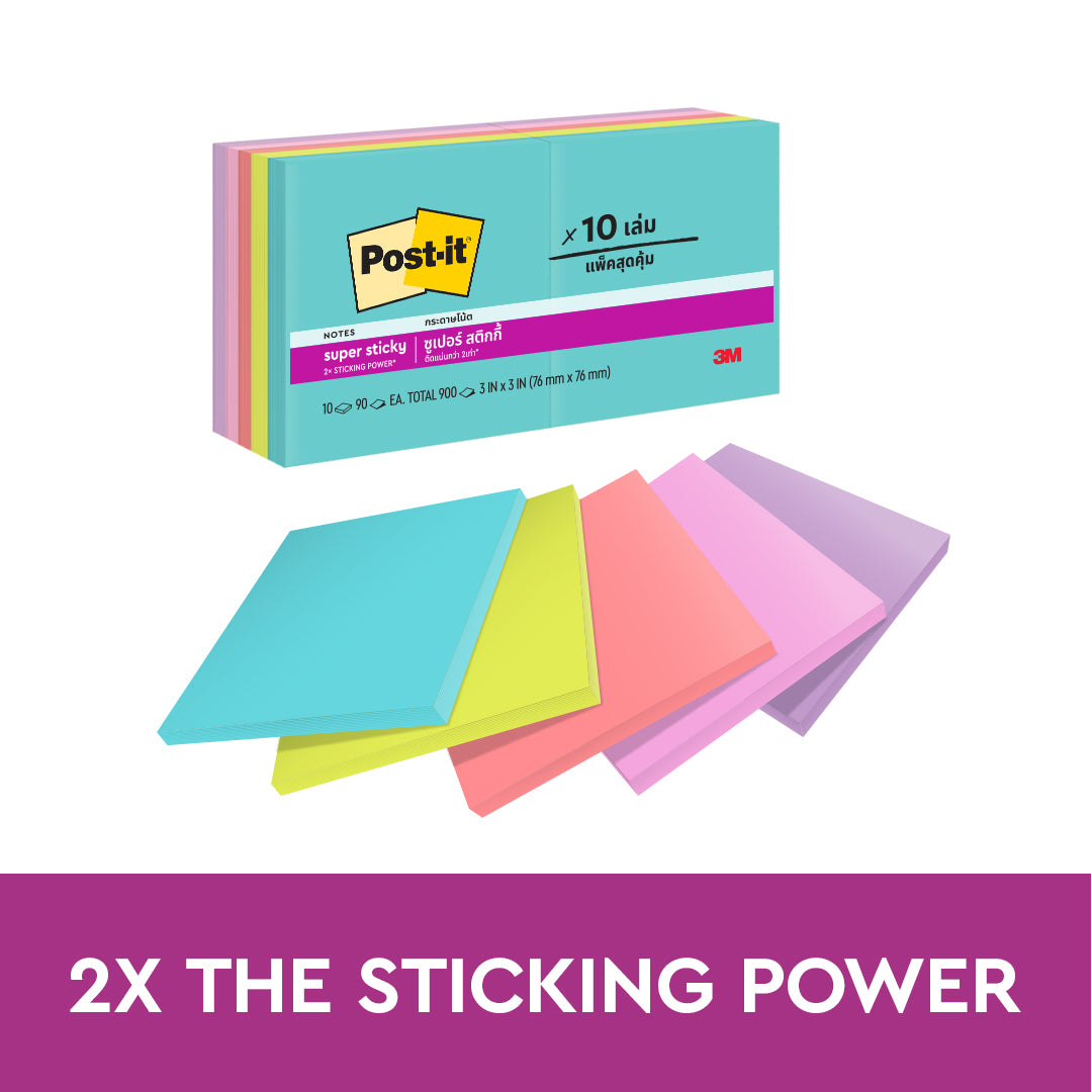 Post-it® 654-10SSMIA Supernova Neon Super Sticky Notes, 3x3" 10pads