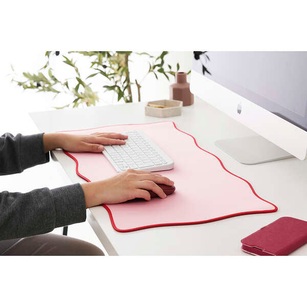 Wave × Bicolor Desk Mat "UKIU" (Pink)