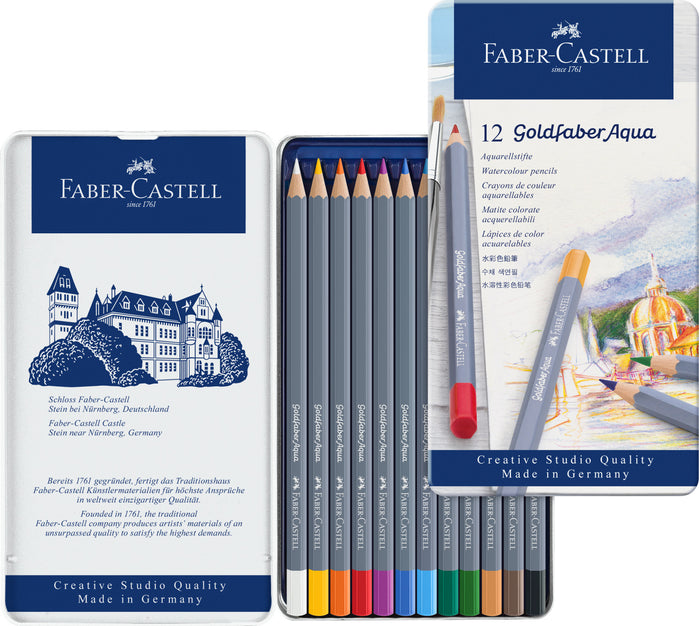 Faber-Castell Goldfaber Aqua Watercolour Pencils, 12 Colours-114612