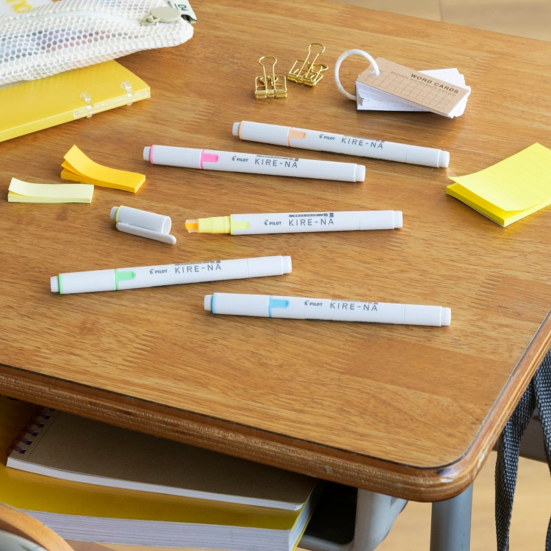 PILOT KIRE-NA HIGHLIGHTER PACK OF 5 BASIC COLORS + FREE FLEXI RULER