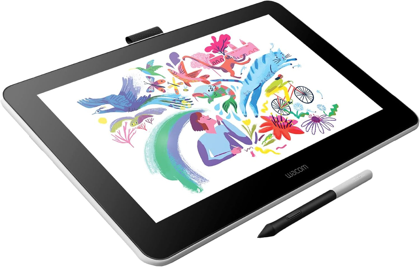 Wacom One HD Creative Pen Display, Drawing Tablet With Screen, 13.3" Graphics Monitor; includes Training & Software, works with Mac, PC & Chromebook, photo/video editing, drawing, design, & education