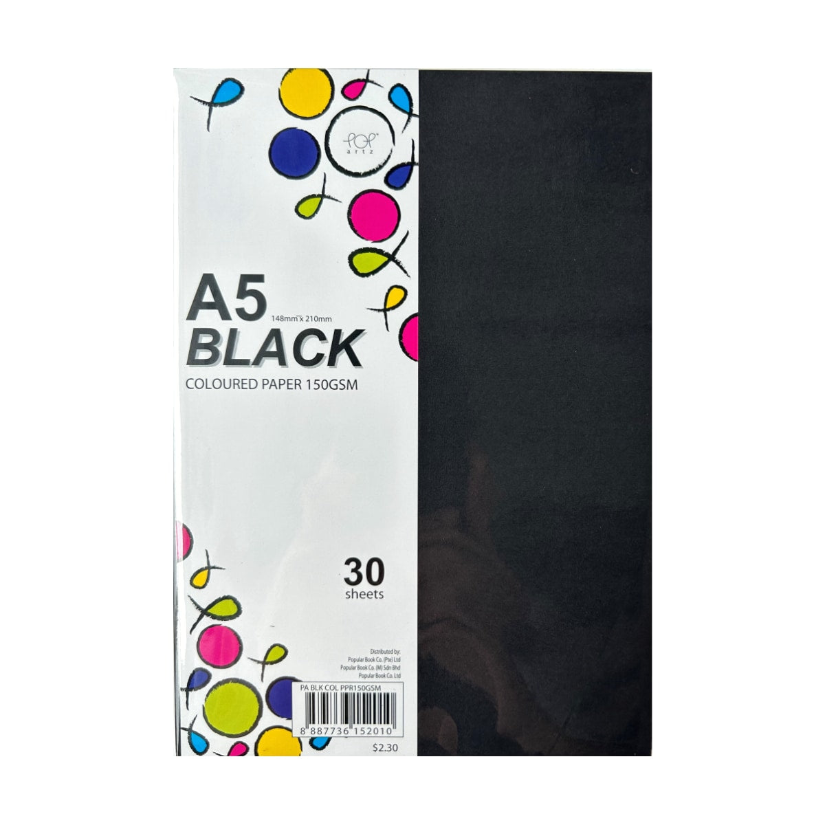 POP Artz Black Coloured Paper 150 GSM