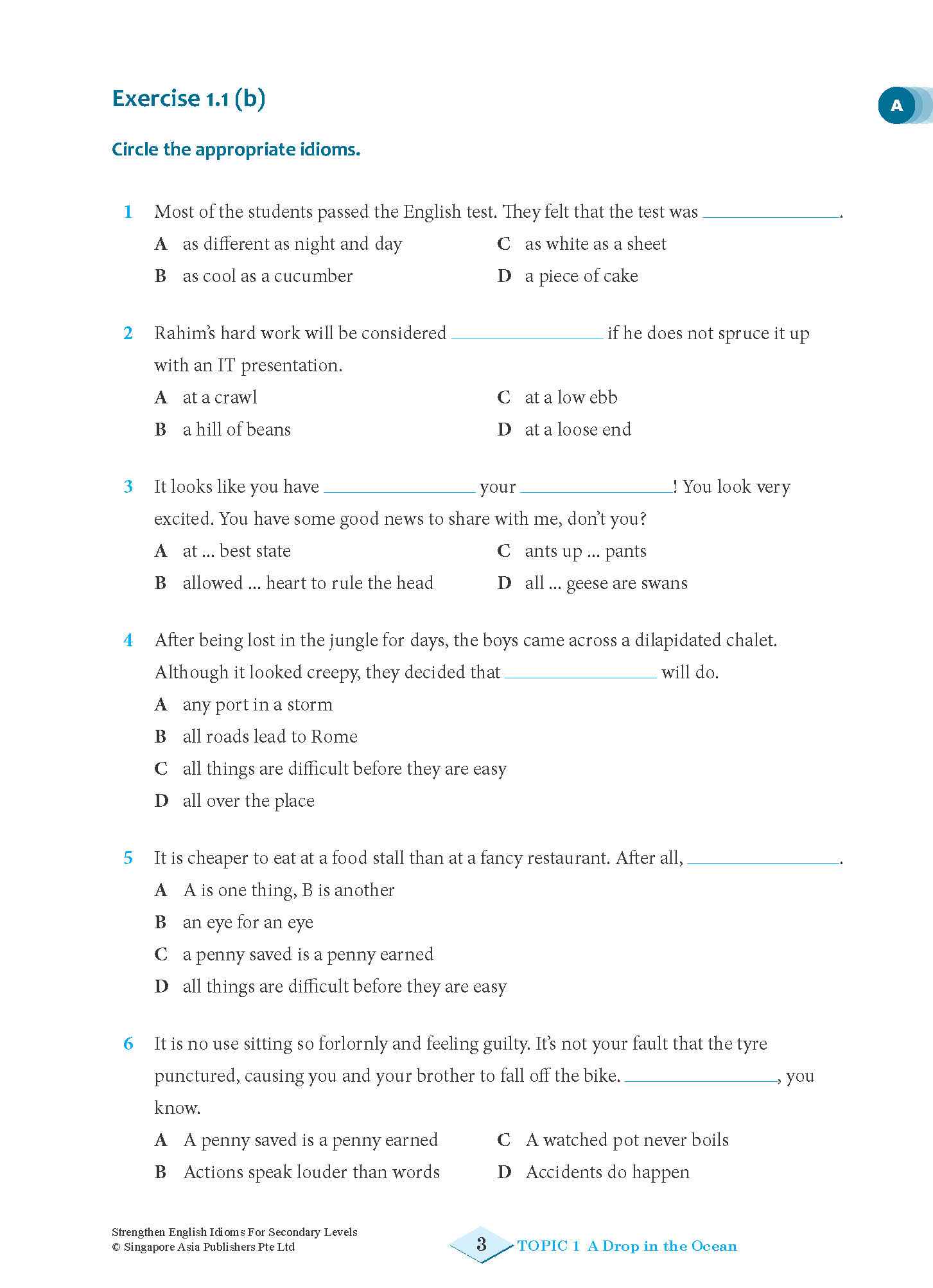 Secondary Levels Strengthen English IDIOMS - 6th Edition