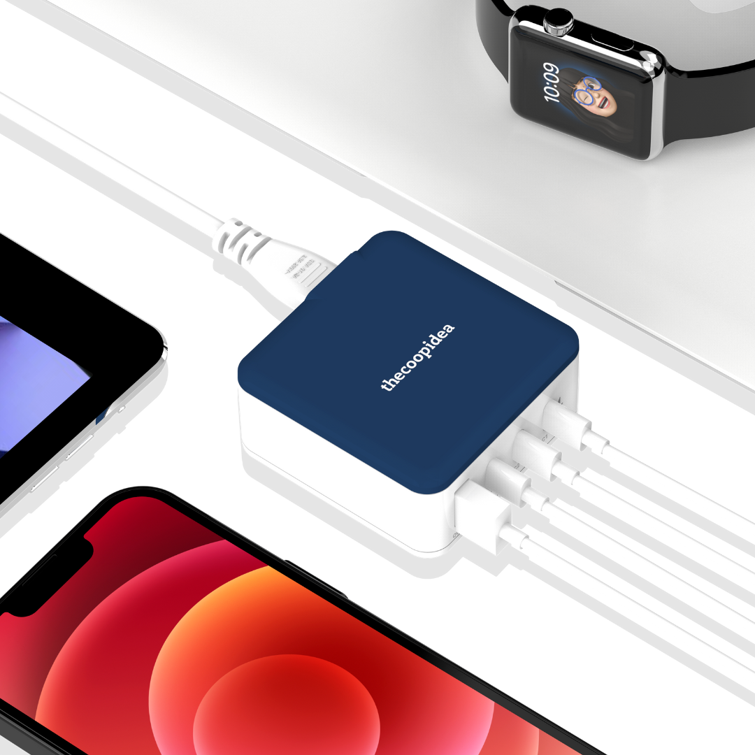 thecoopidea Mink Block GaN 45W PD Charging Station 3 TYPE-C Port & 1 USB-A Port - Navy