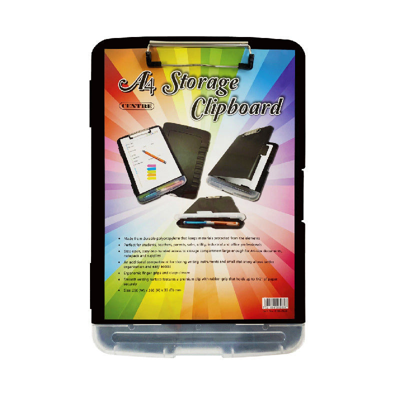 CENTRE PP Storage Clipboard with Dedicated Stationery Compartment A4