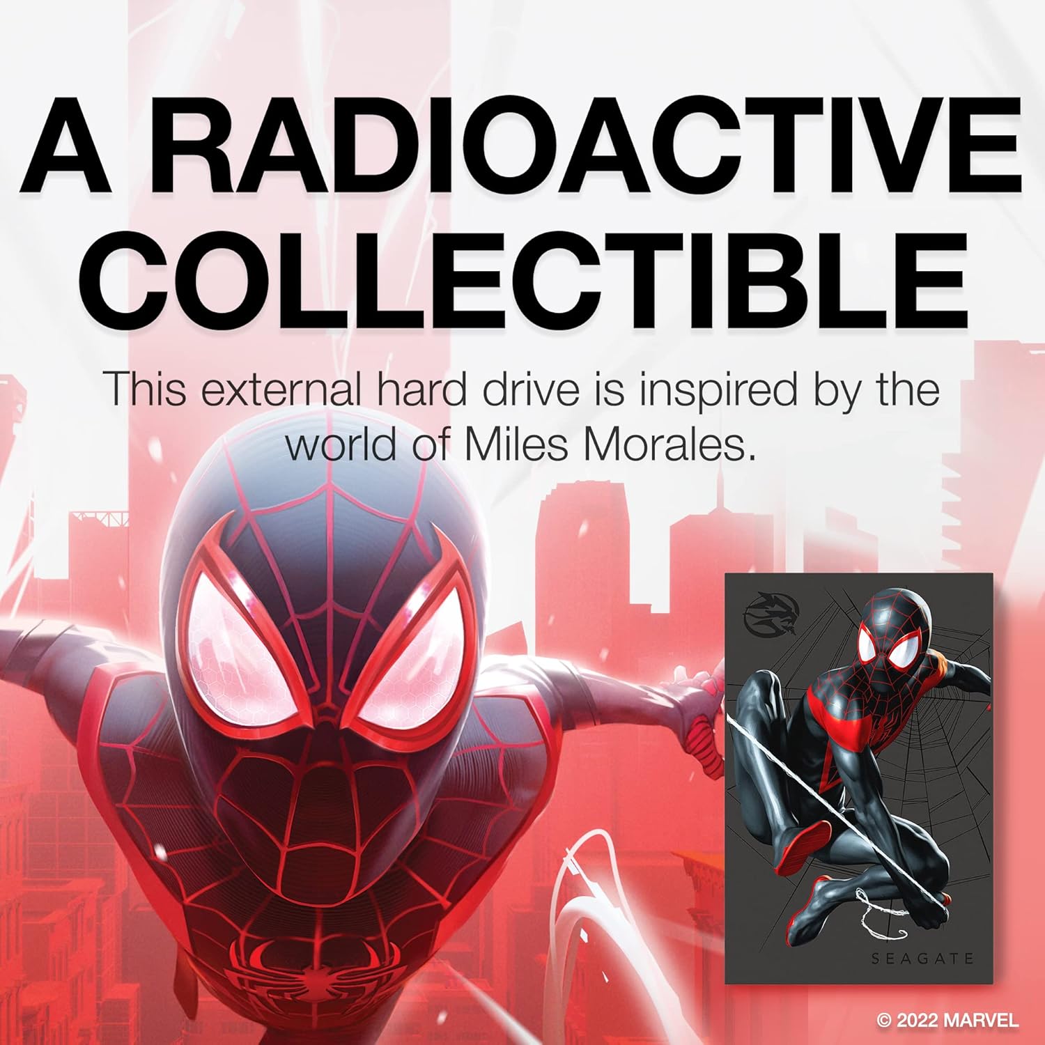 Seagate Miles Morales Special Edition FireCuda External Hard Drive 2TB - USB 3.2 Gen 1, customizable LED RGB lighting Red, with Rescue Services (STKL2000419)