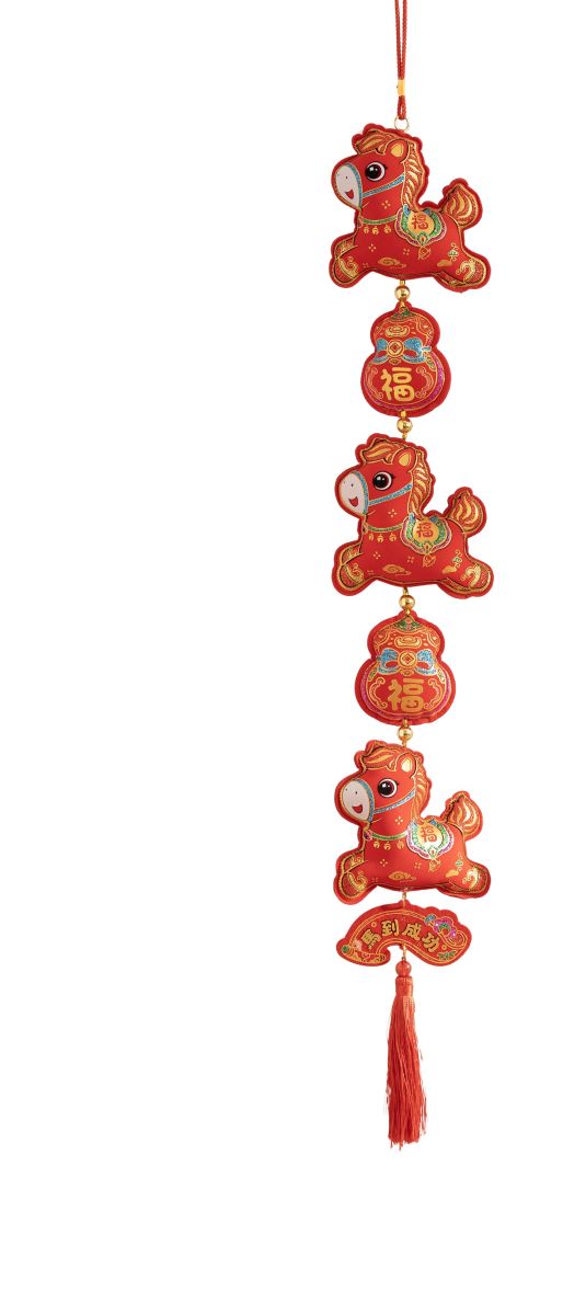 Y26 3X HORSE PLUSH HANG DECO RED