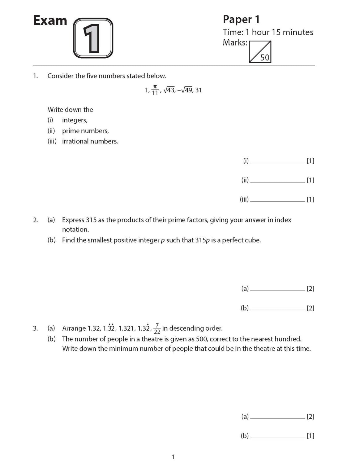 Secondary 1 Mathematics Exam Papers for G3 Second Edition