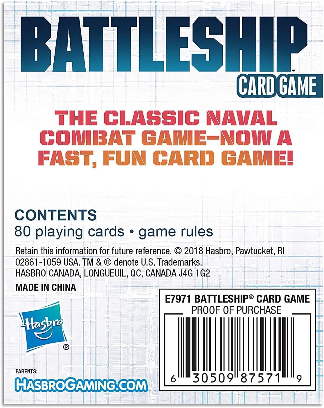 HASBRO CLASSIC CARD GAMES BATTLESHIP