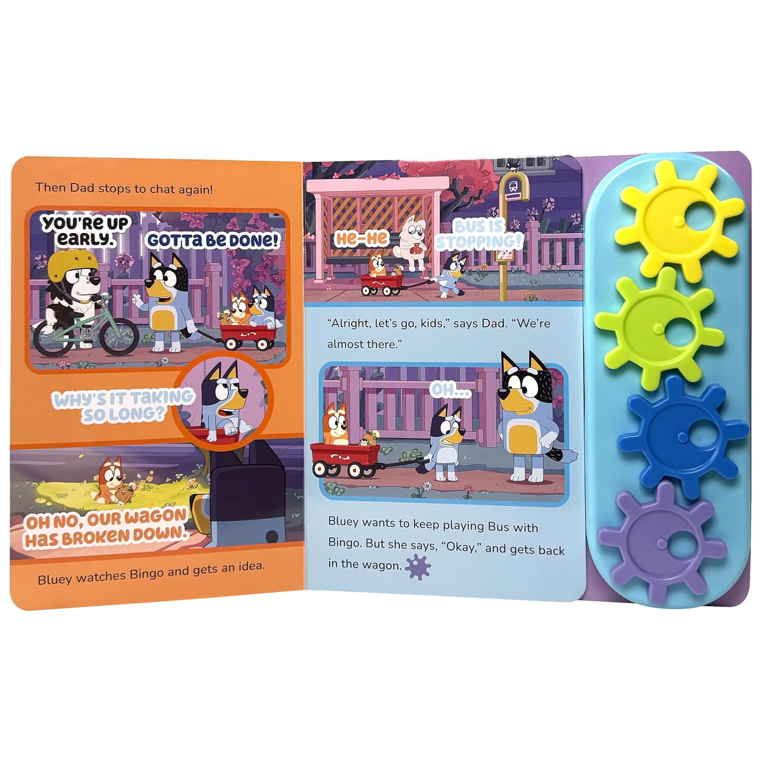 Bluey - Wagon Ride a Go-Go Gear Book - A STEAM Gear Sound Book - PI Kids (Board Book – Sound Book)
