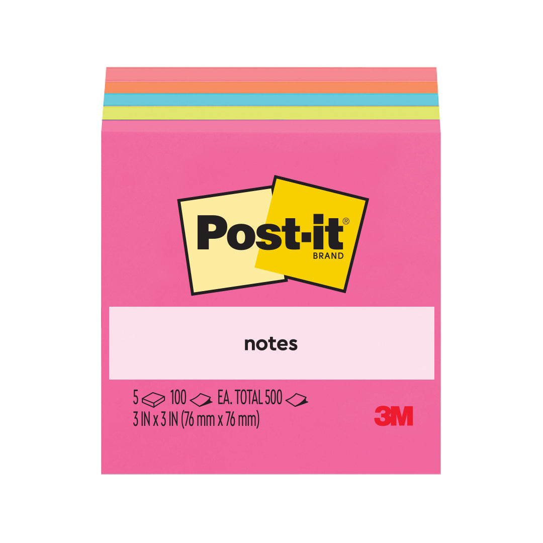 Post-it® 654-5an Capetown Premium Assorted Colours, 3x3"