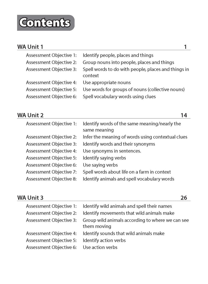 Primary 1A ENG WEIGHTED ASSESSMENTS IN VOCAB