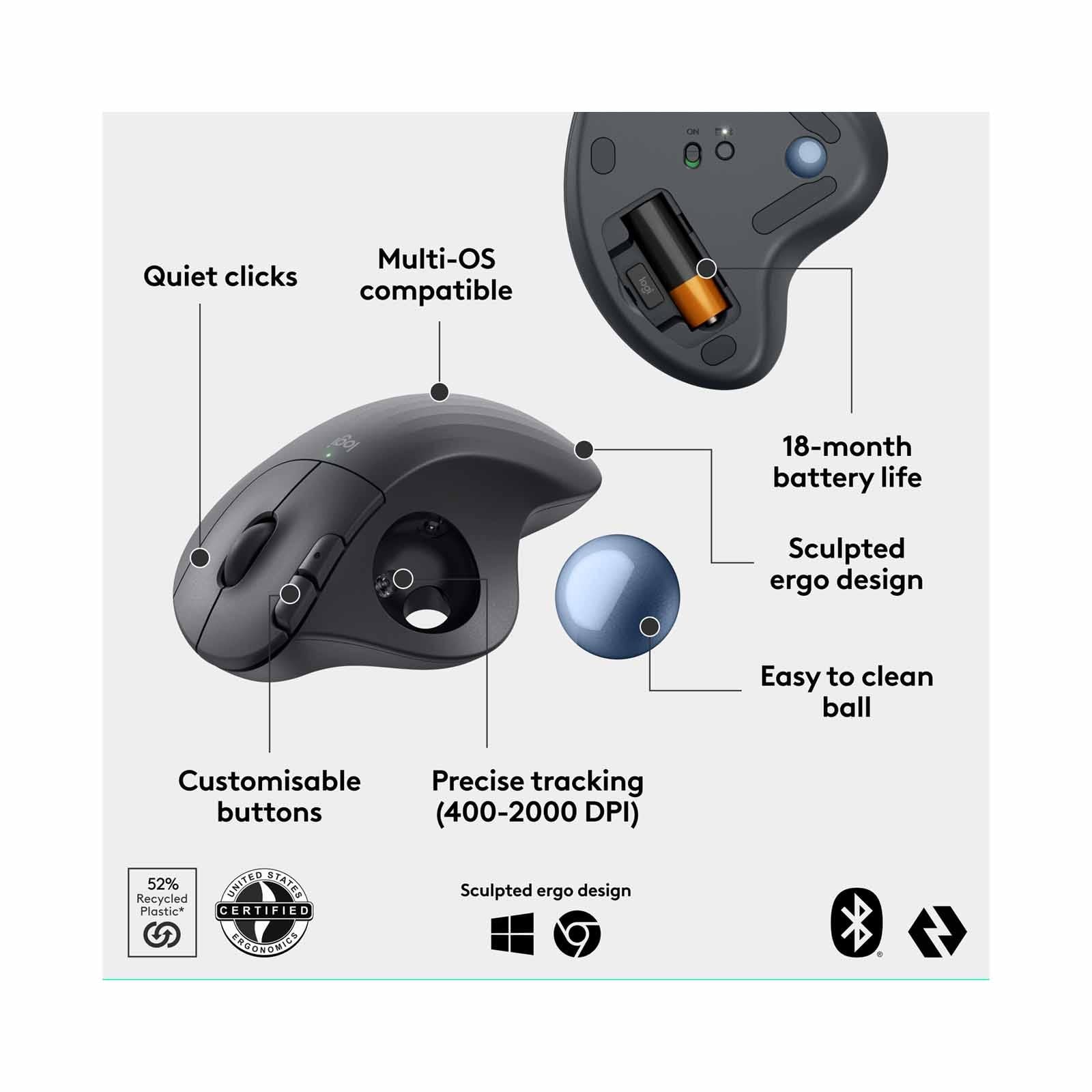 Logitech ERGO M575S - Wireless Trackball Mouse