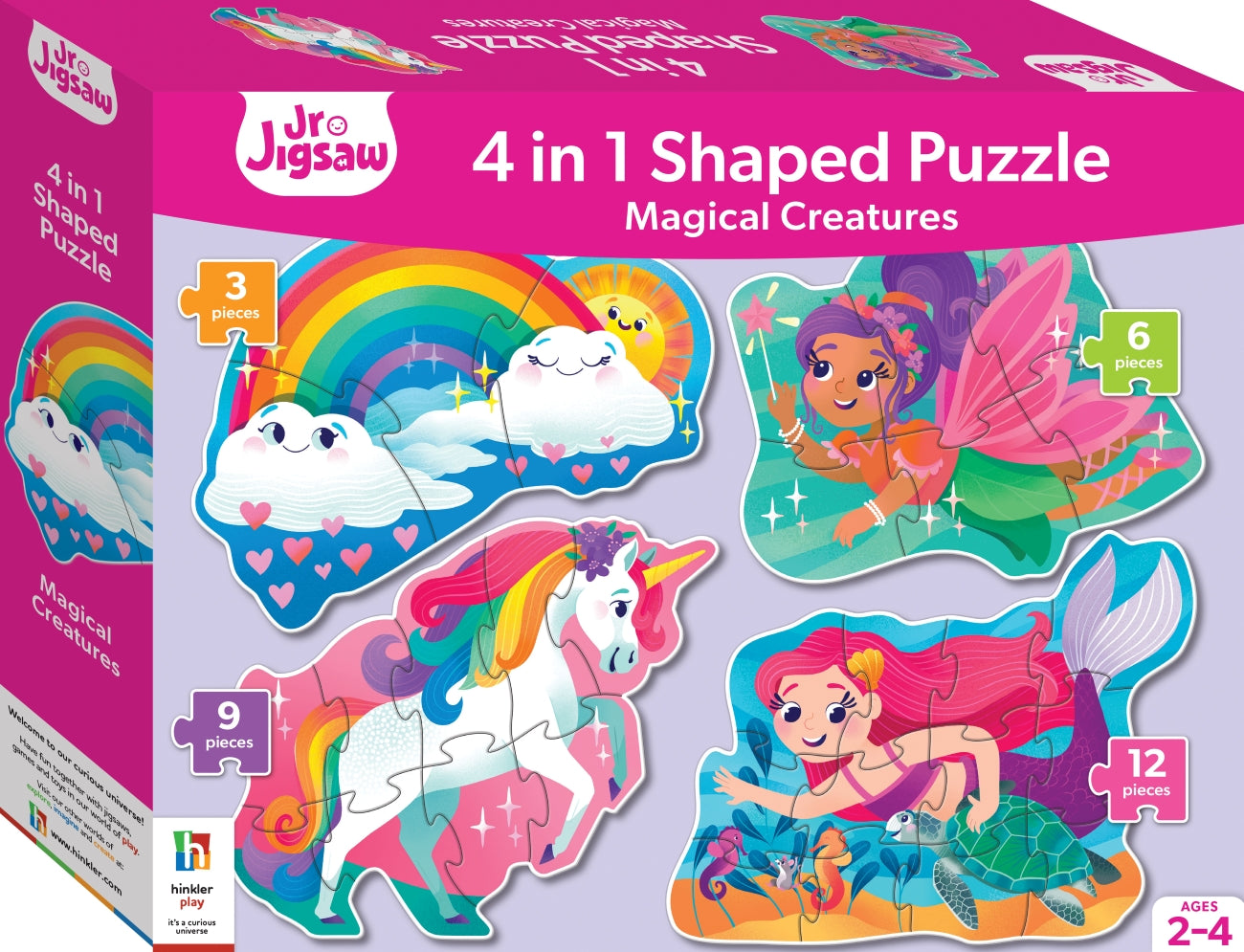 HINKLER JR JIGSAW 4 IN 1 SHAPED PUZZLE MAGICAL CREATURES