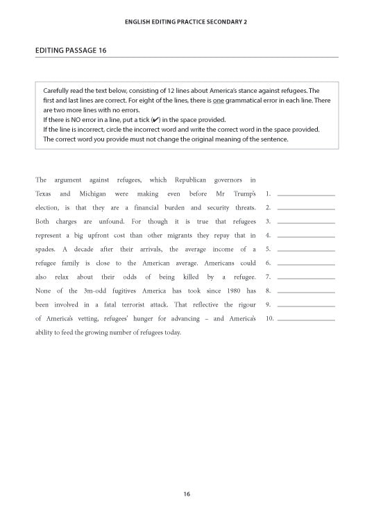 English Editing Practice Secondary 2 Express/Normal (Academic)
