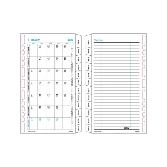 R'fillae 4099 A5/a6 Monthly Planner Dividers Diary Refill