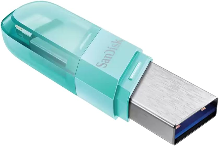 Sandisk SDIX90N-128G-GN6NJ USB 3.0 iXpand Flash Drive Flip, 128GB, Mint Green