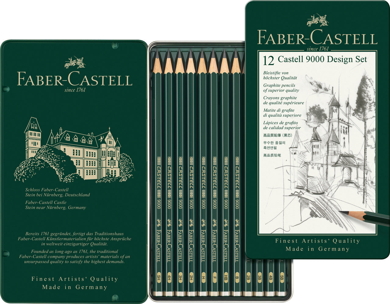 Faber-Castell Castell 9000 Graphite Pencils, Design Set, 5B to 5H-119064