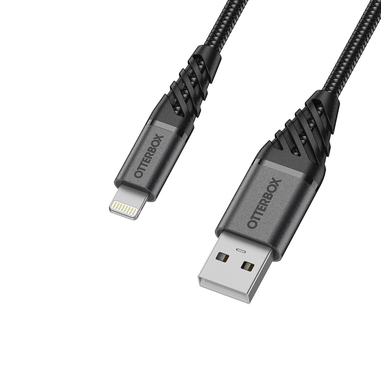 OtterBox Premium Reinforced Braided USB-A to Lightning Cable, MFi Certified, Charging Cable for iPhone and iPad, Ultra-Rugged, Bend and Flex Tested, 2M, Black