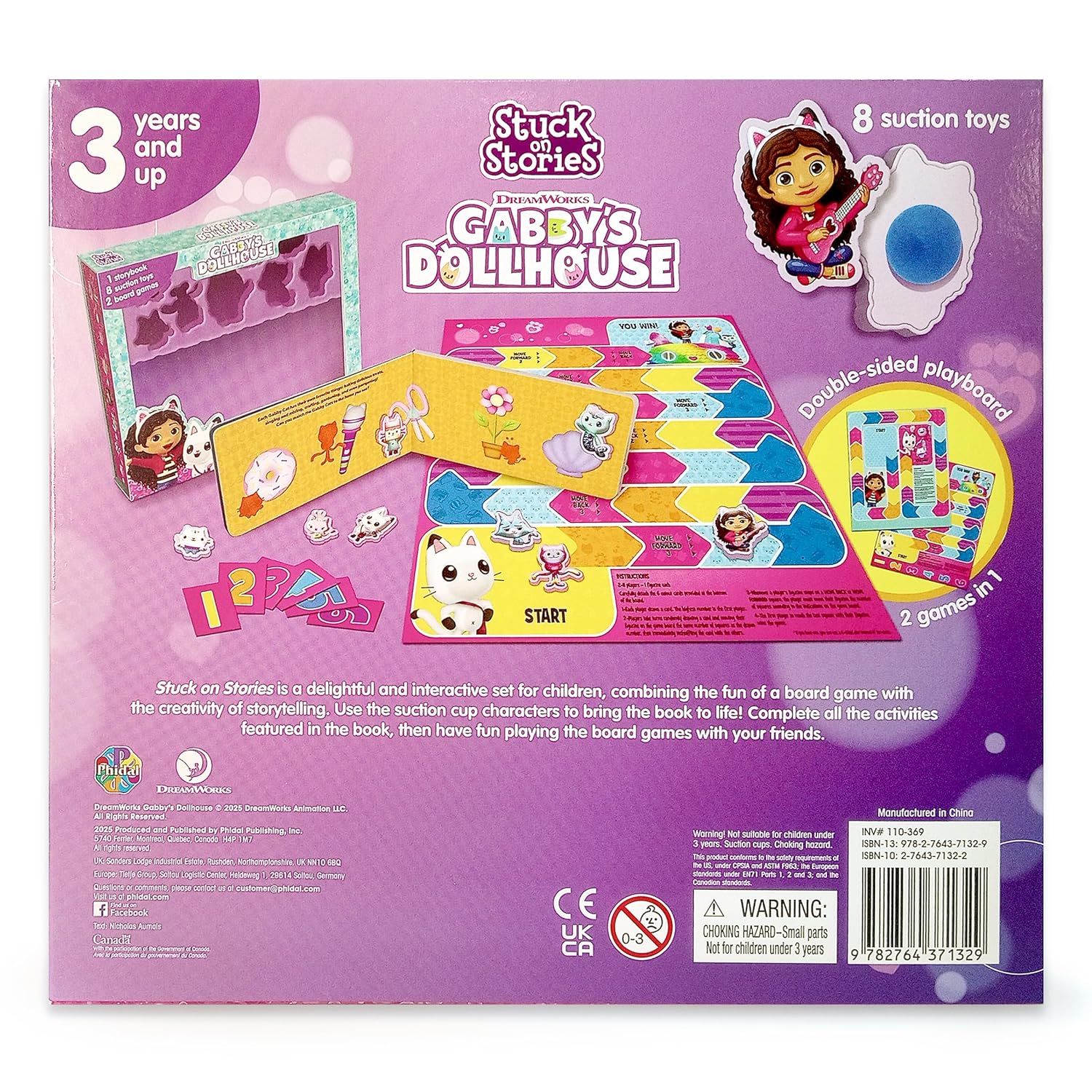 Gabby's Dollhouse Stuck on Stories (16-Page Storybook, 8 Toy Suction Cups, 2 Board Games) Board Book – Picture Book