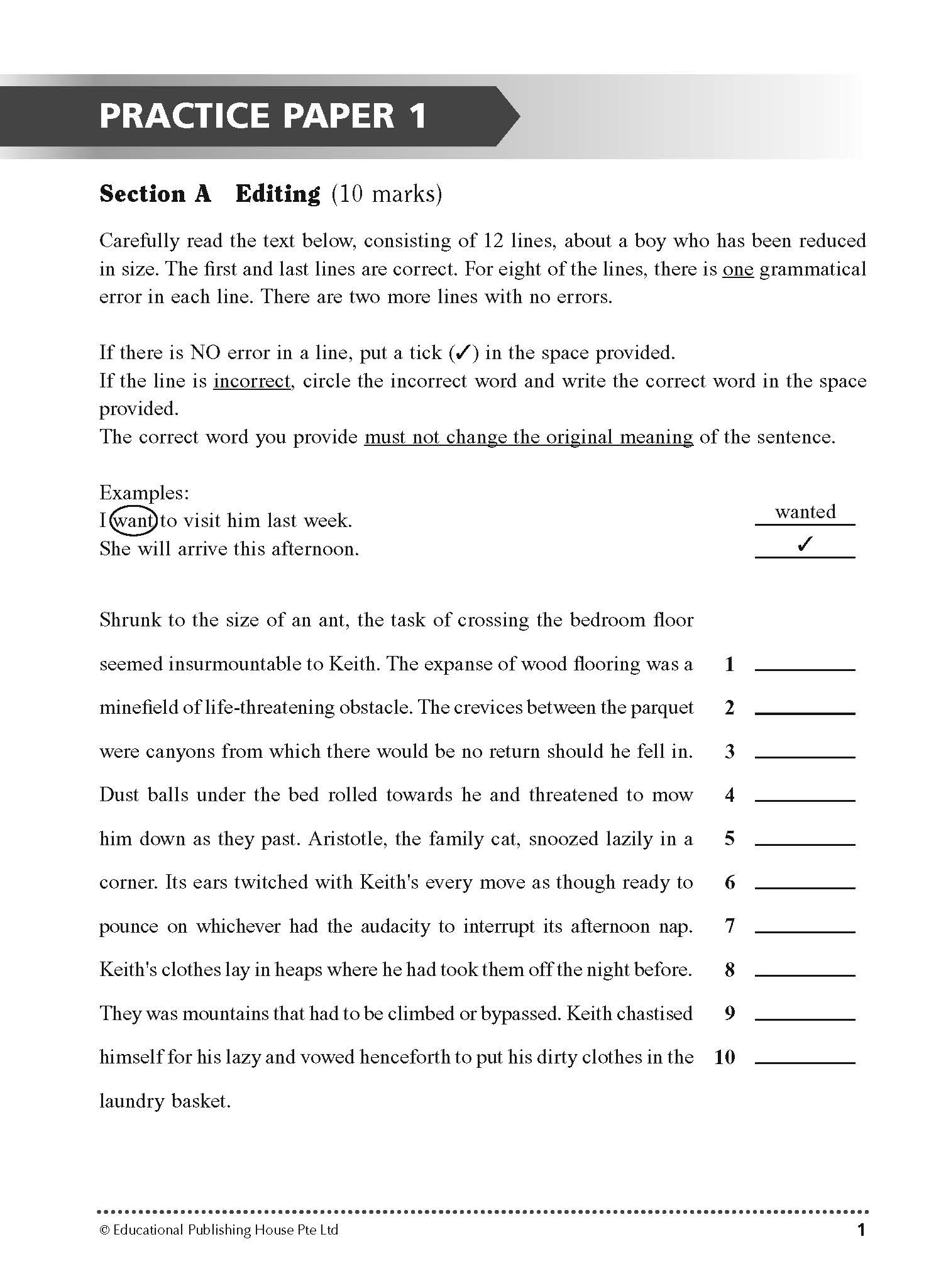 Secondary 1( Express ) English Paper 1 Practice