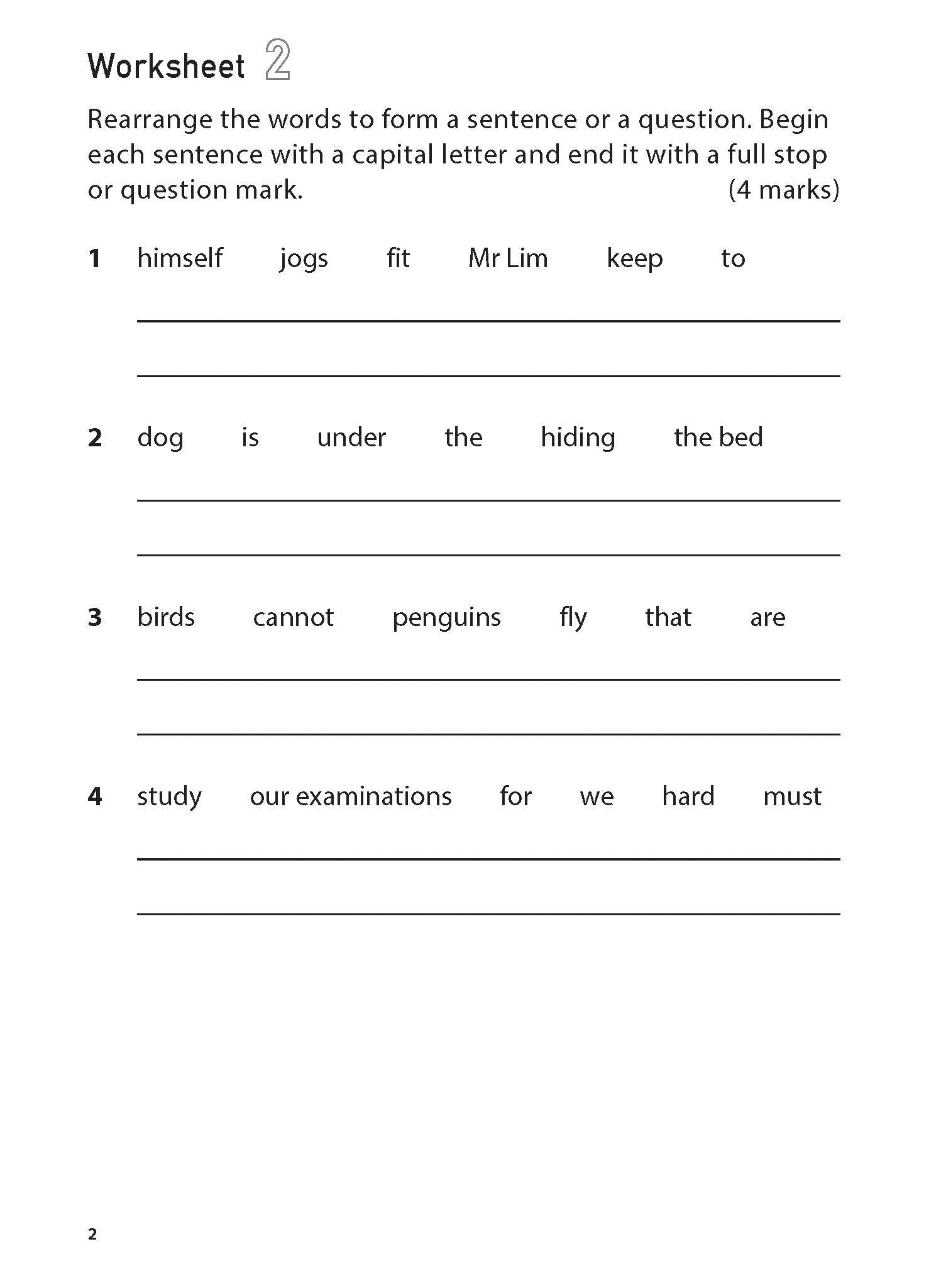 Primary 1 100 Eng Worksheets: Word Order