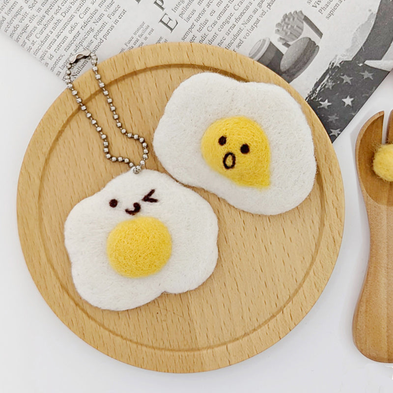DIY Needle Felt Key Charm - Sunny Side-up