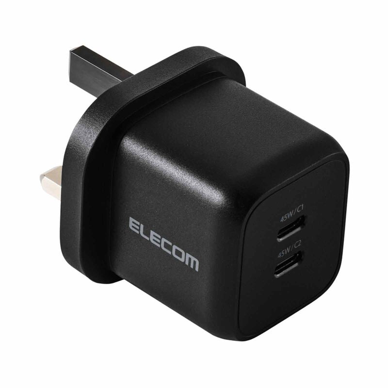 ELECOM Charger 45w 2-Ports/USB-Cx2/ GaN II / Safe Design/ MPA-ACAS0745BK