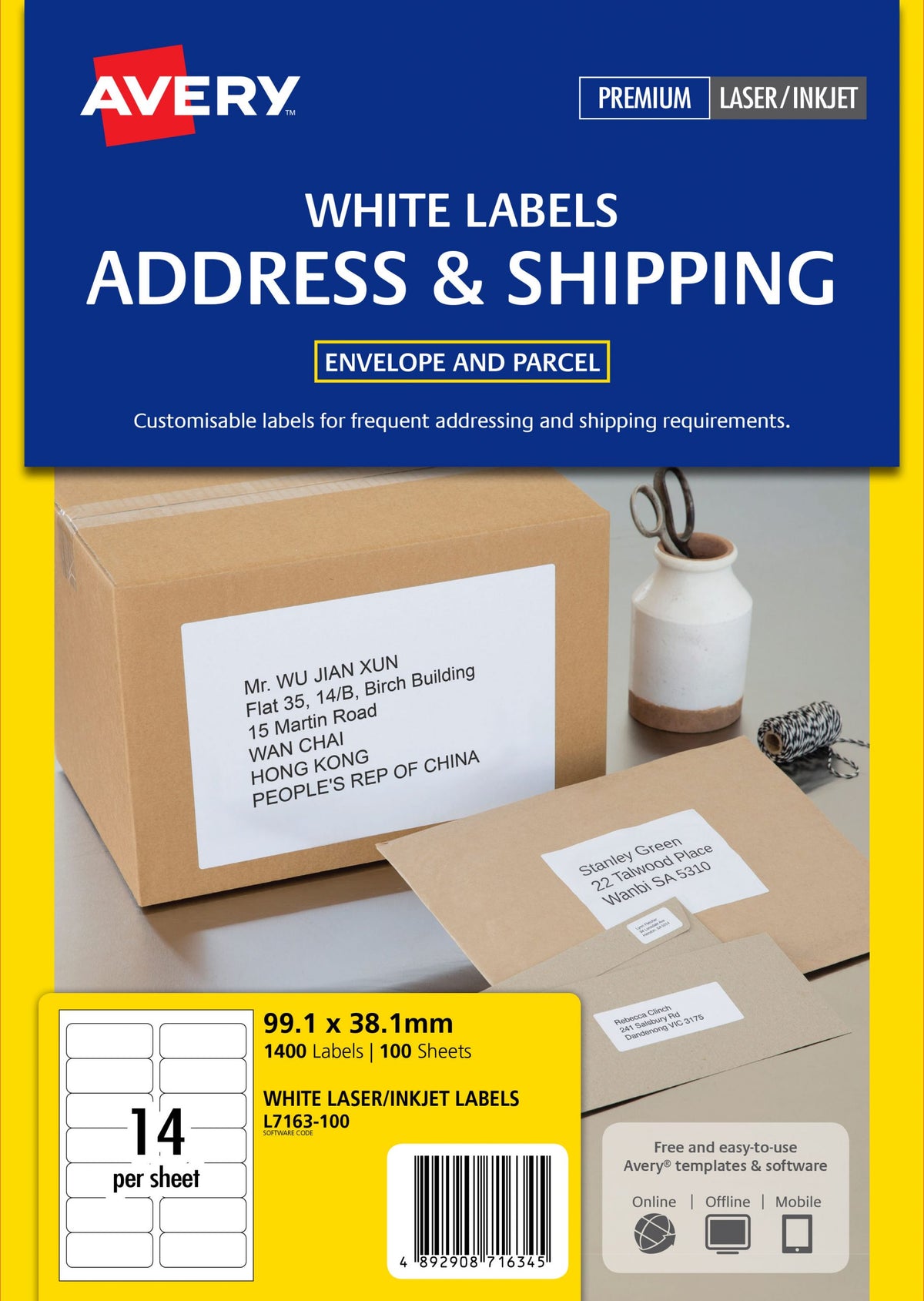 Avery Label L7163 99.1X38.1mm