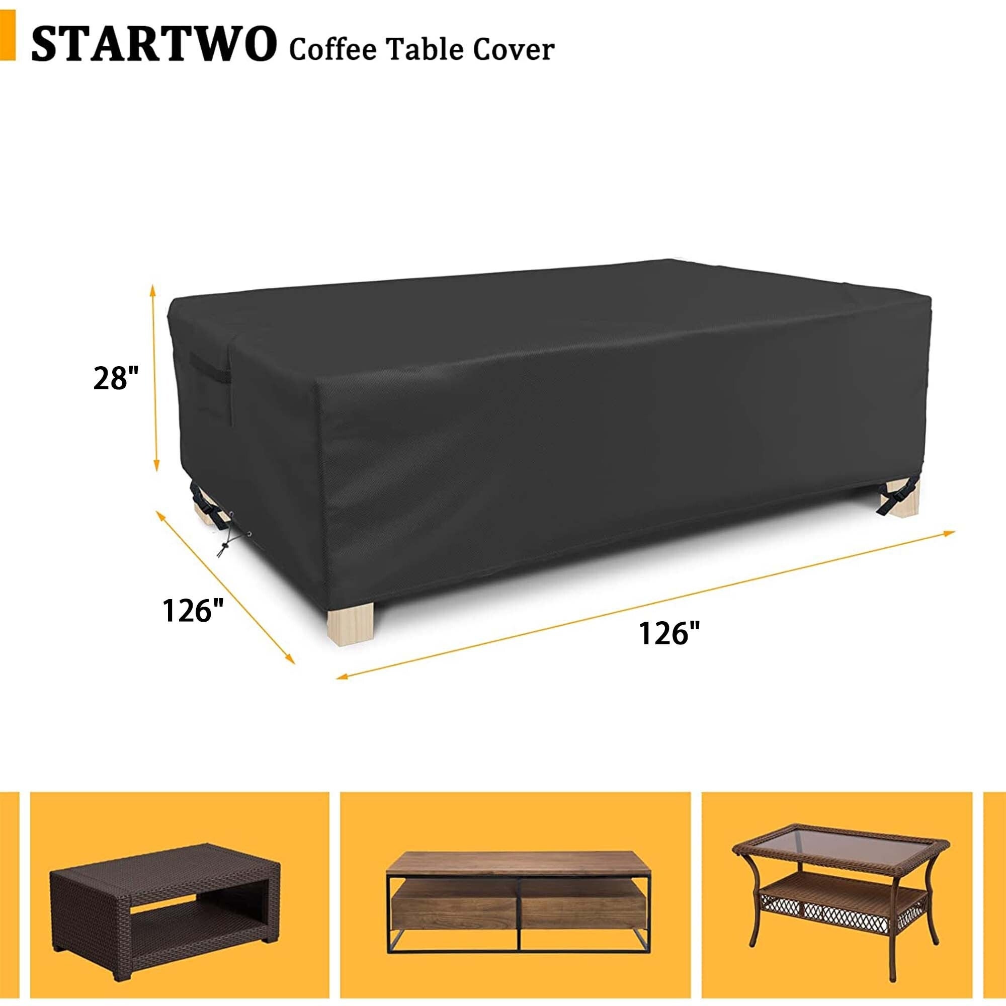 Patio Coffee Table Cover Waterproof Outdoor Furniture Rectangular Small Table Covers - 126*62*28 98 X78 X32