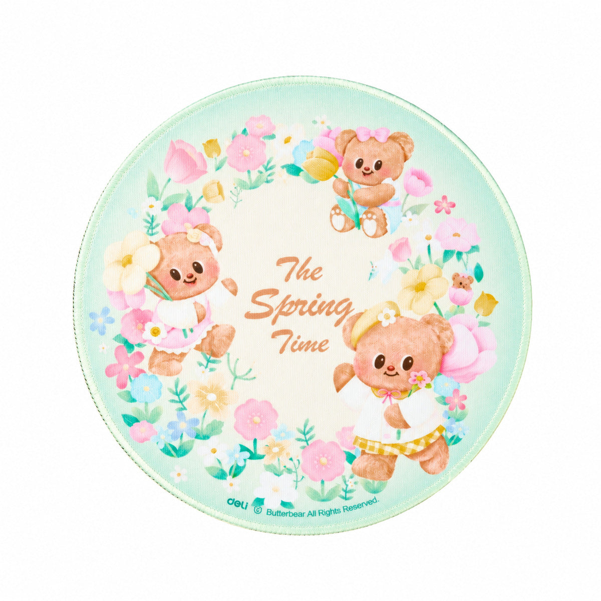  Deli Butterbear Spring Time Round Mouse Pad - Green 