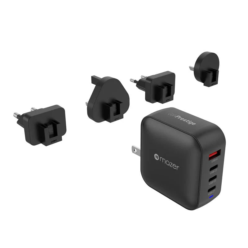 Mazer M-G100W-V5-BK PD100W 3C1A Travel Adapter with Changeable Plugs (Black)