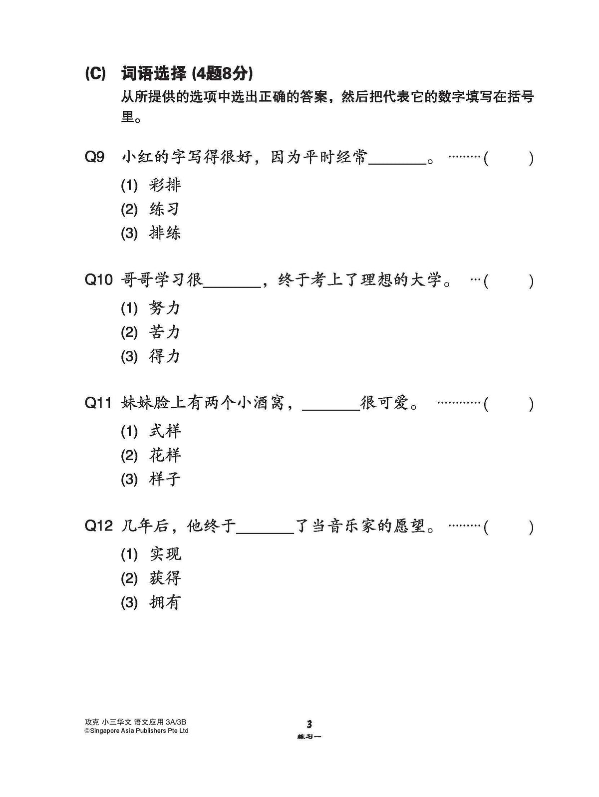 新编 攻克 小三华文 语文应用 3A/3B / Conquer Primary Three Chinese Language and Usage 3A/3B