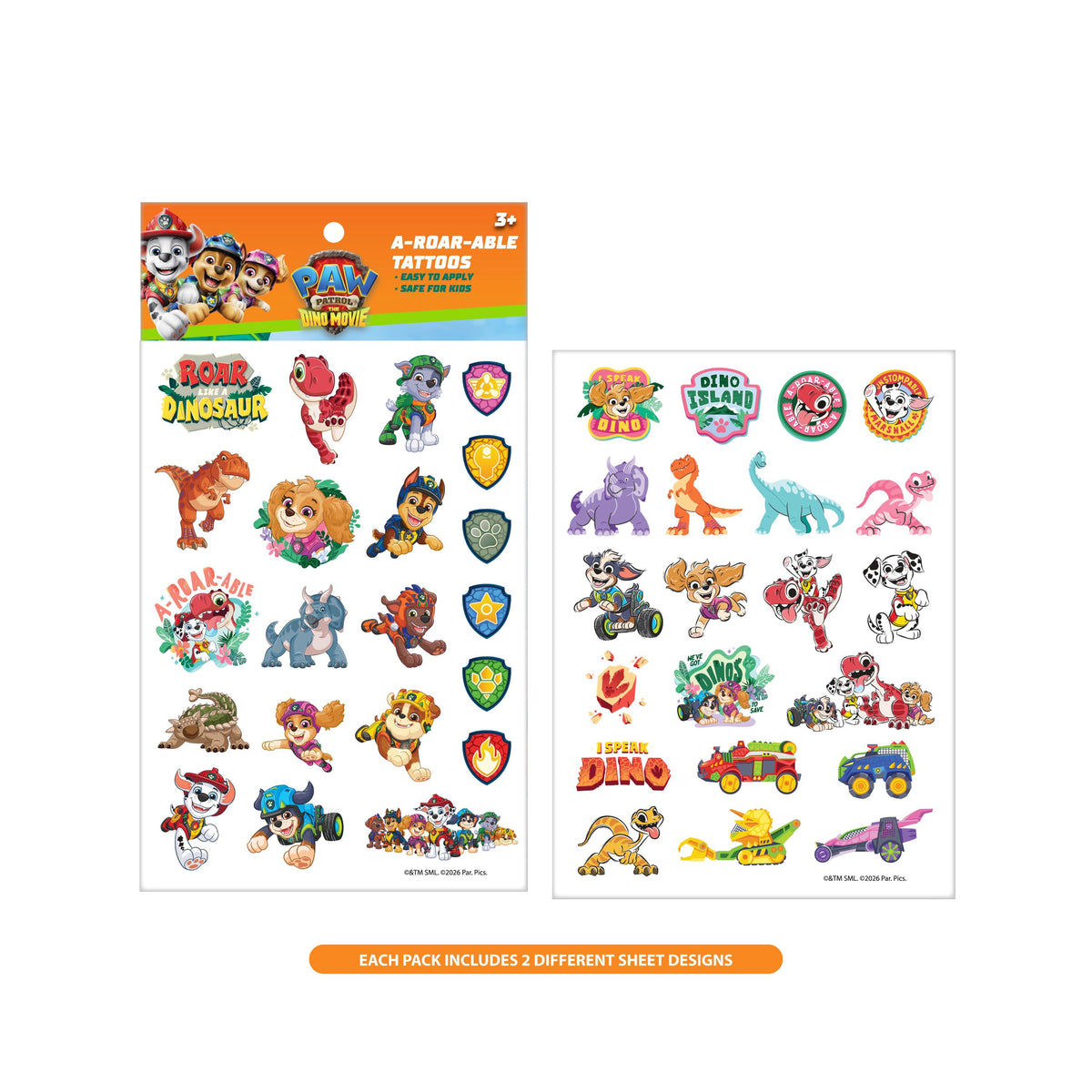 Paw Patrol Tattoo Sticker 2 Sheets Set, Dino PAWP-TTS-3
