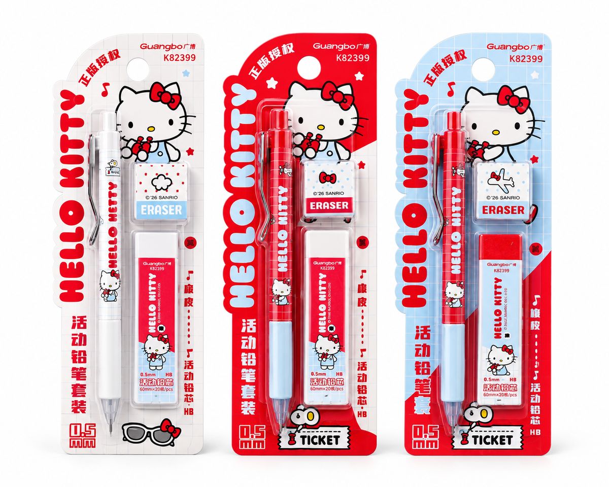 Hello Kitty Mechanical Pencil Stationery Set - 3 Assorted Design 