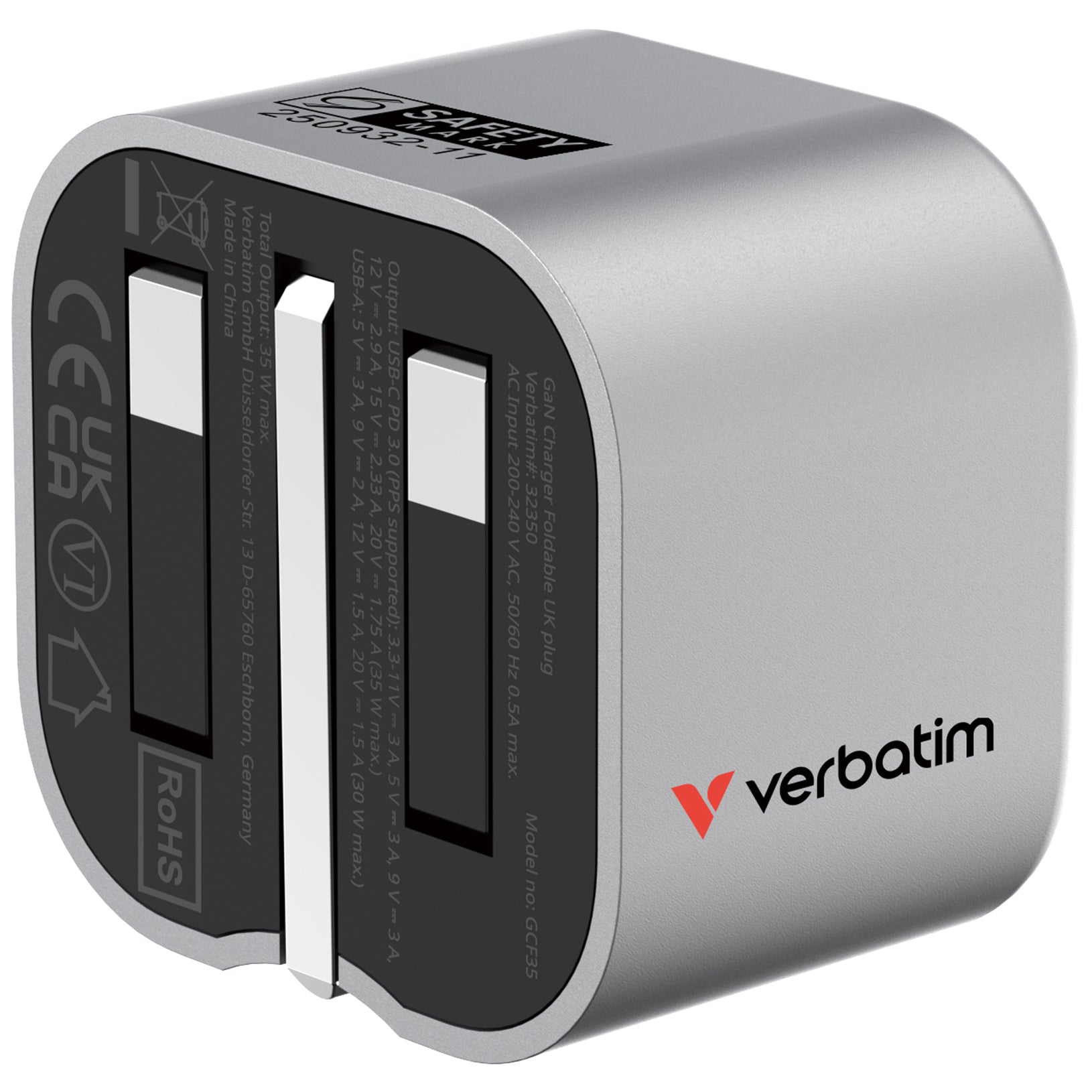 2-Port 35W GaN Charger Foldable UK Plug (GCF35)