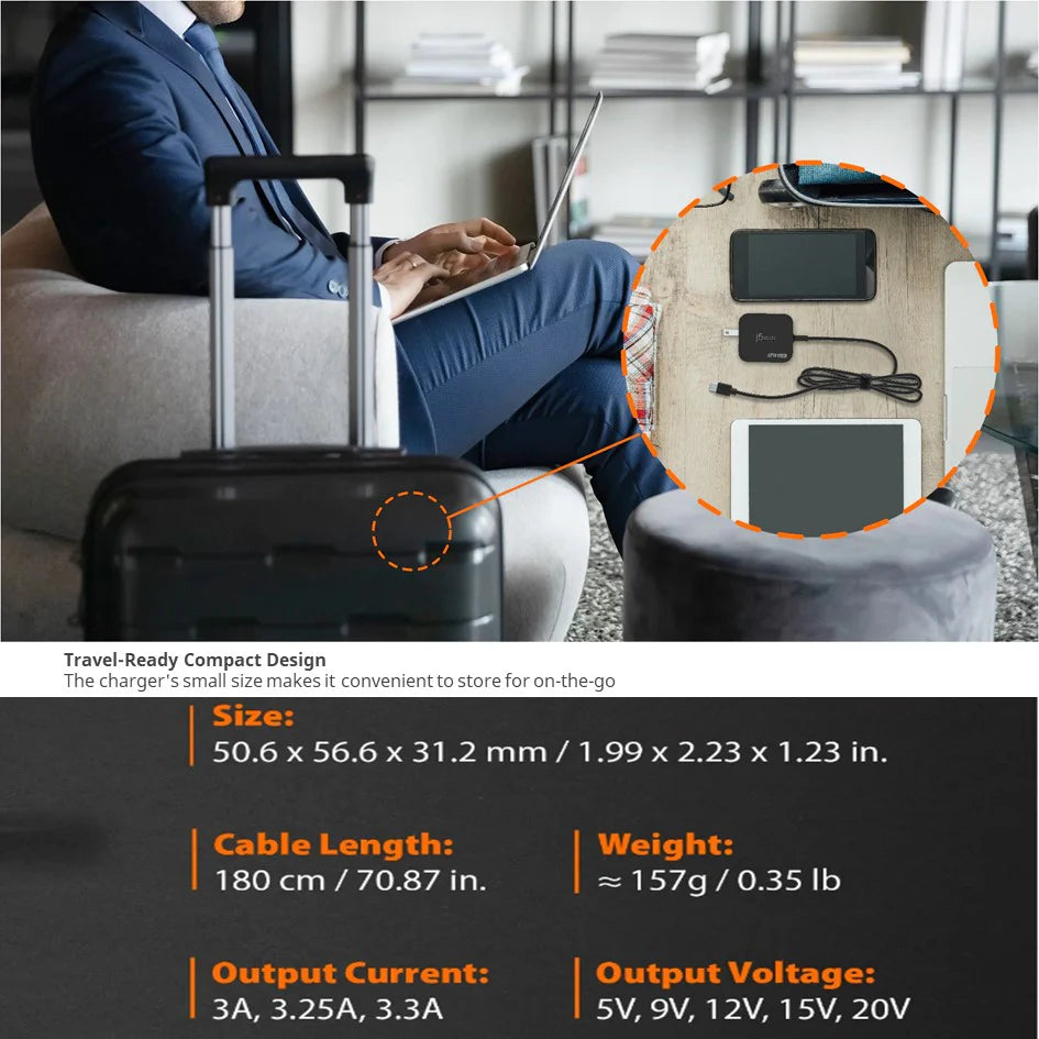  J5 Create 67W GAN PD USB C Mini Charger 1.8Meter JUP1565NF Travel Ready Compact Design Type C