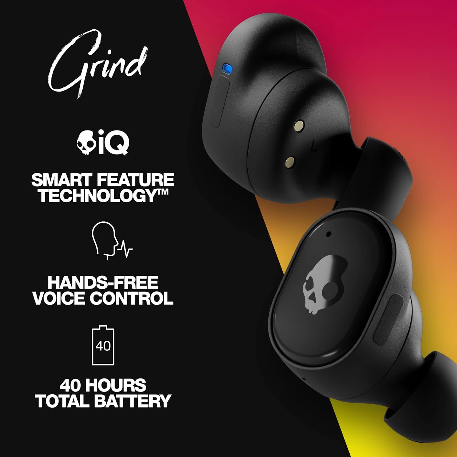 Skullcandy SK-S2GTW-P740 Grind True Wireless In-Ear Earbuds, True Black