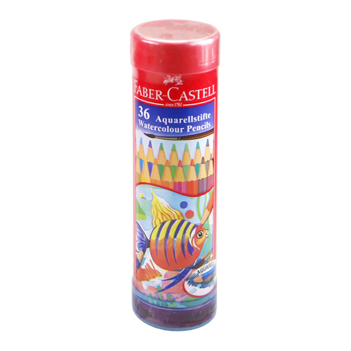 Faber-Castell Watercolour Pencils in Round Tin Fish, 36 Colours-115936